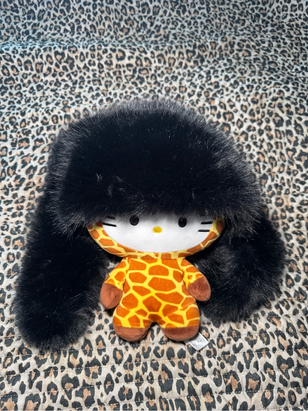 Bunny Hat with Black Faux Fur Hood (Hello kitty NOT included )